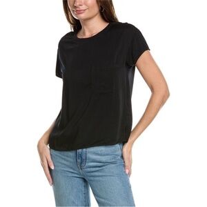 Bella Dahl Black Crewneck Pocket EcoVero Tee, size XS